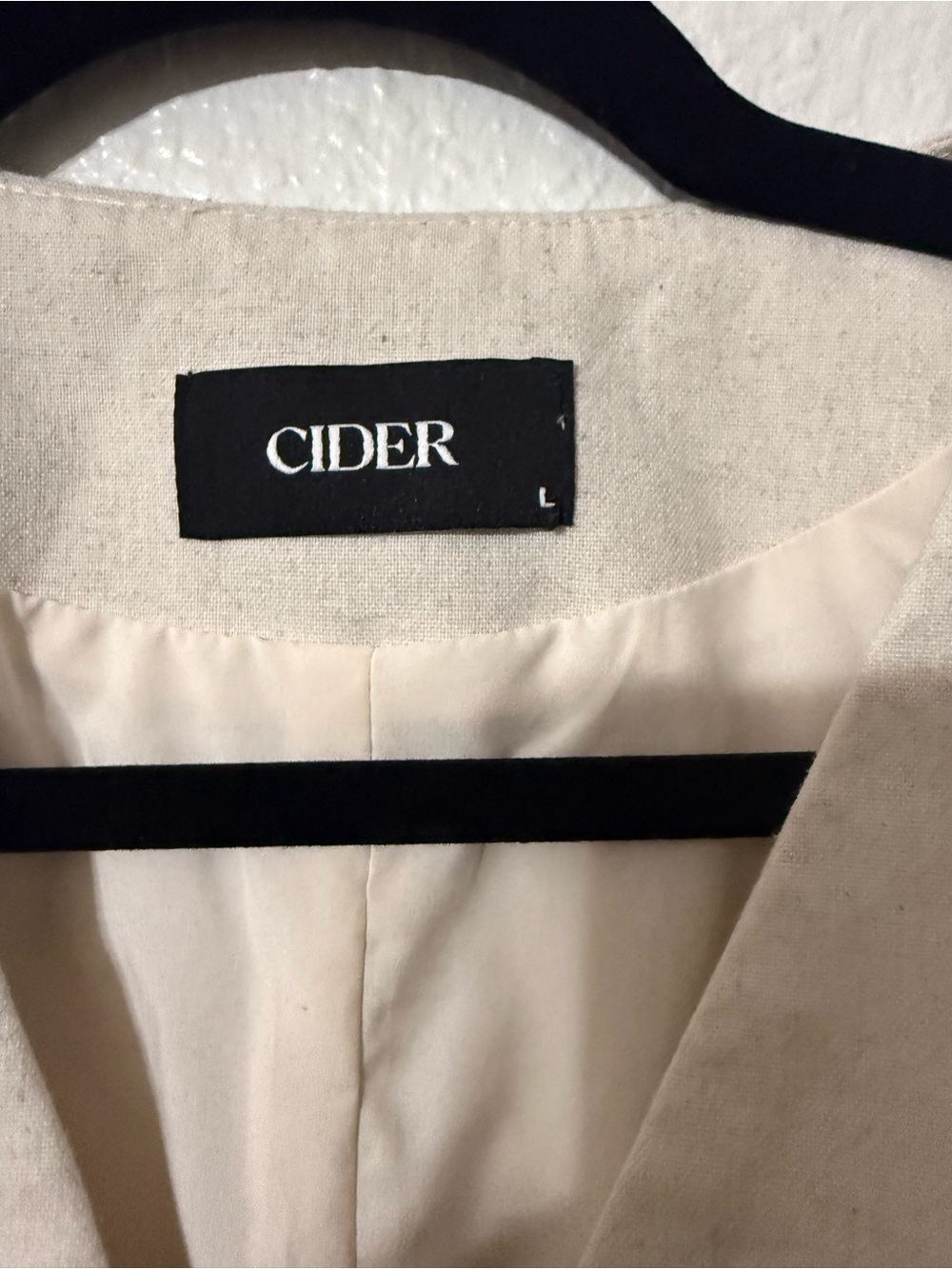 Cider Cream Linen Blend Asymmetric Button Tailored Vest Top-Size L - Picture 2 of 3